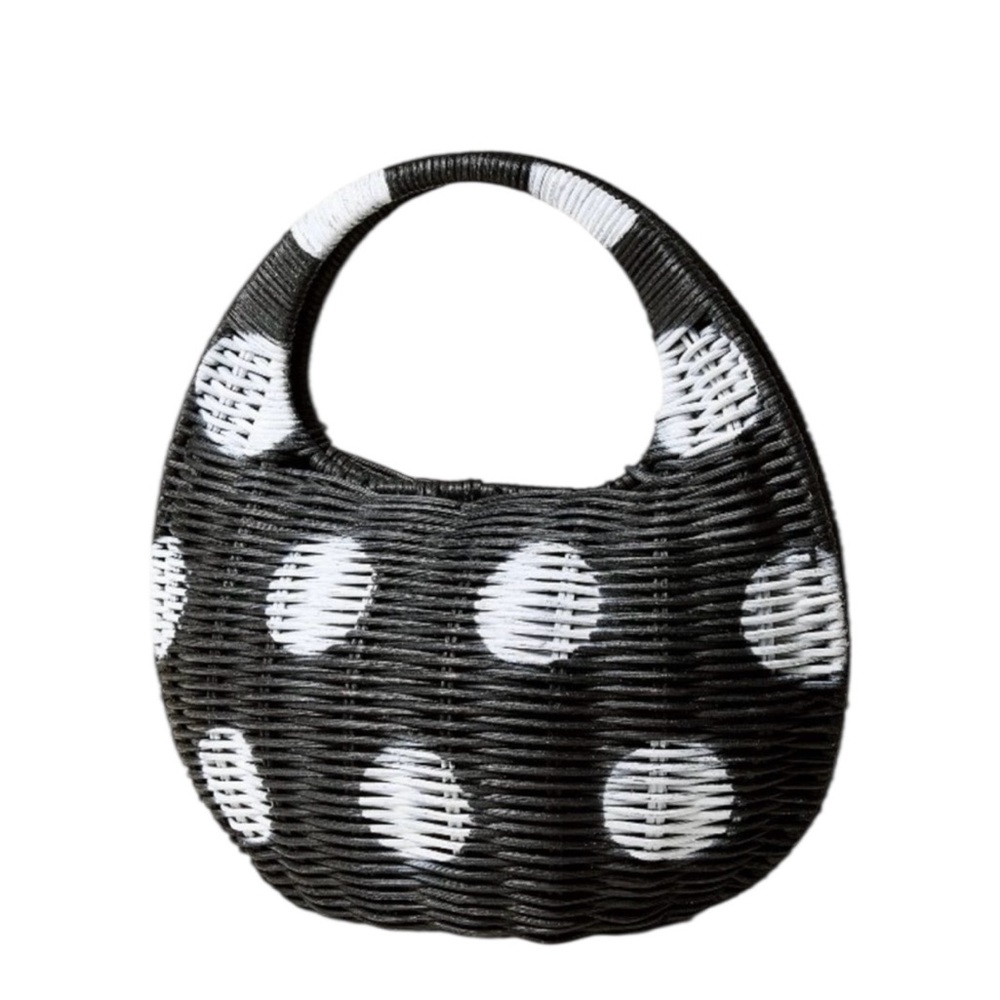 NWT Kate Spade x Target Black White Polka Dot Woven Top Handle Mini Bag